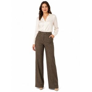 Antonio Melani Women 12 Brown Gold Fleck Wool Blend Dress Pants Trouser Workwear